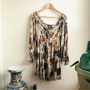 Boho Dress by Angie Sz M Bell Sleeves Floral Print EUC